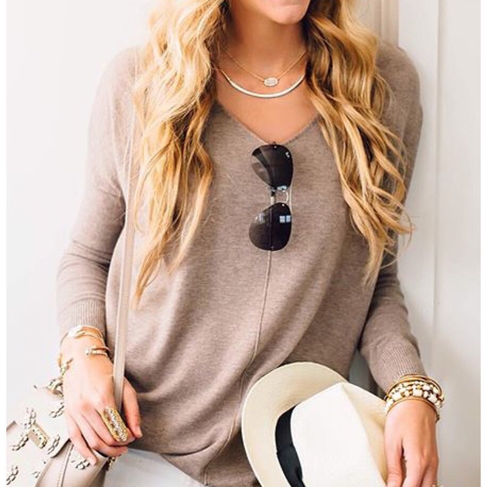 Mocha soft front seam pullover - Picture 1 of 3